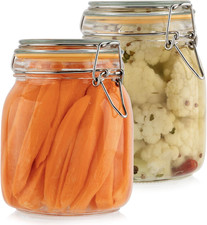 Glass Jars with Airtight Lids 32 Oz Set of 2  Food Storage Jars, Wide Mouth,