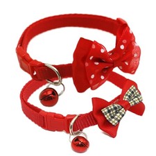 Red Cat Collar with Bells, 2-Pack Dog Collar with Bell Cute Bowtie Puppy Coll...