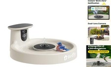 Smart Bird Bath with Camera Solar Powered  Fountain, Dual-Lens Yellowstone