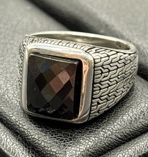 EUC Sterling Silver Onyx Ring Textured Size 7 8 Grams A1
