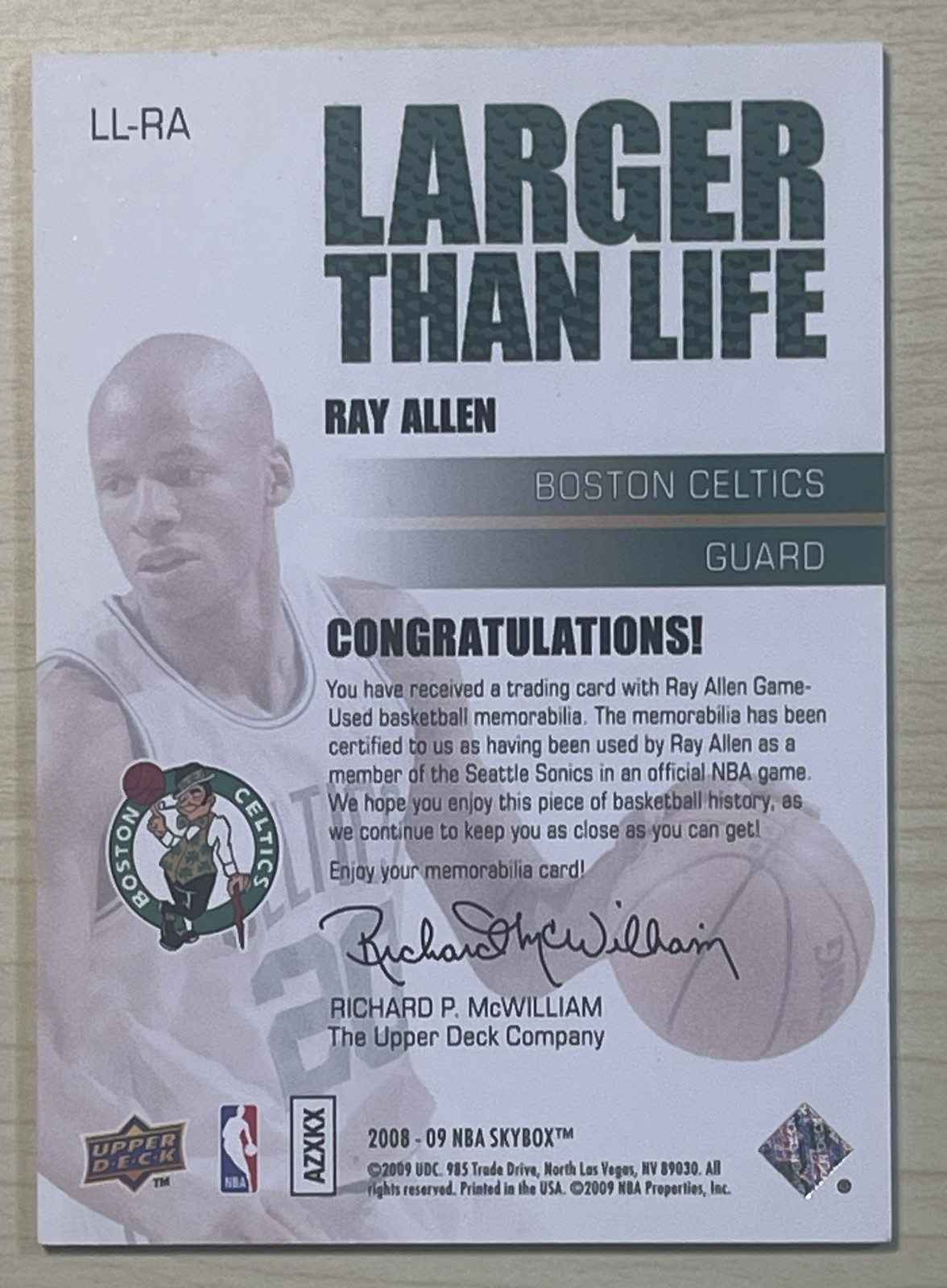 Ray Allen 2008-09 Upper Deck Skybox Game Used Jersey🏀BOSTON CELTICS🏀 view 2