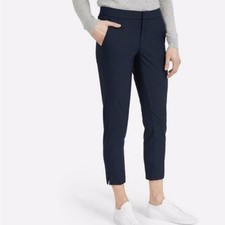 Everlane Slim Wool Trouser Pants Sz 12 Navy Blue Cropped Ankle