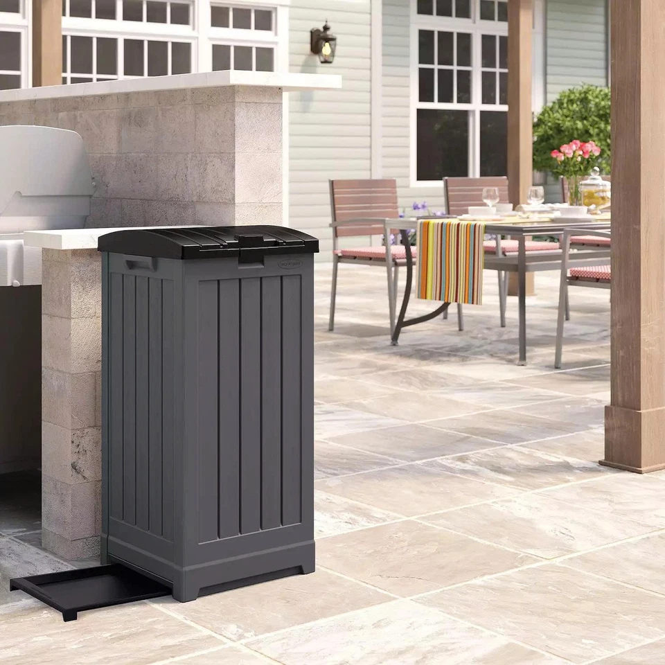 Suncast #GH3900. 39 Gallon Trash Hideaway Resin Garbage Can for Patio Deck Yard - Image 4 of 4