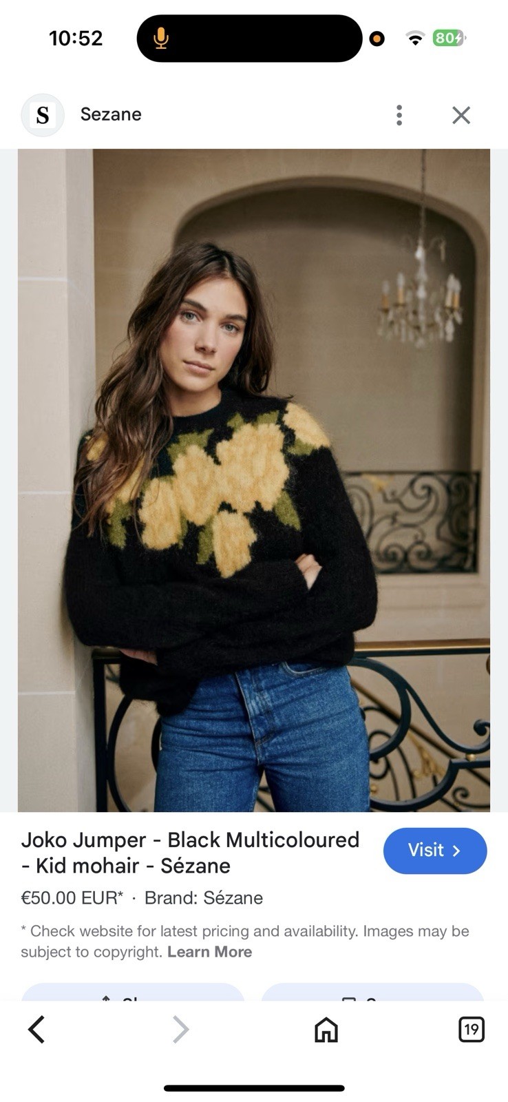 Sezane Women's Joko Wool and Kid Mohair Jumper  XXS image 5