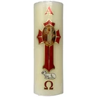 Cirio Pascual  1/4  kilo 6"x1.5" Cruz  Alpha & Omega Sticker Paschal Candle