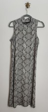Banana Republic column midi sleevless snake skin Med dress edgy witchy
