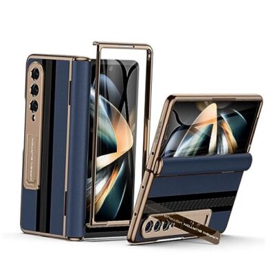 for Samsung Galaxy Z Fold 4 Phone Case [Luxury Premier Genuine Leather][Full 