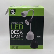 Energy Saving LED Flexible Desk Lamp Light - 2 Pack Black Greenlite NIB