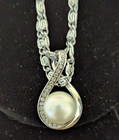 Sarah Coventry Pearl and CZ's Pendant double choker necklace. Silver necklace 15 — photo 7