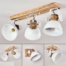 Vintage Flur Dielen Strahler weiß/Holz Decken Leuchten Wohn Schlaf Zimmer Lampen