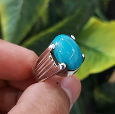 Turquoise Ring Natural Feroza Stone Ring Handmade Sterling Silver 925 Gift Ring