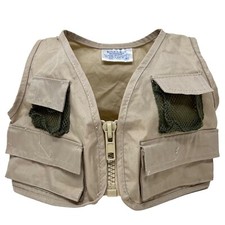 Build a Bear Fisherman Fishing Vest and Pants Set - Khaki with Green Accent