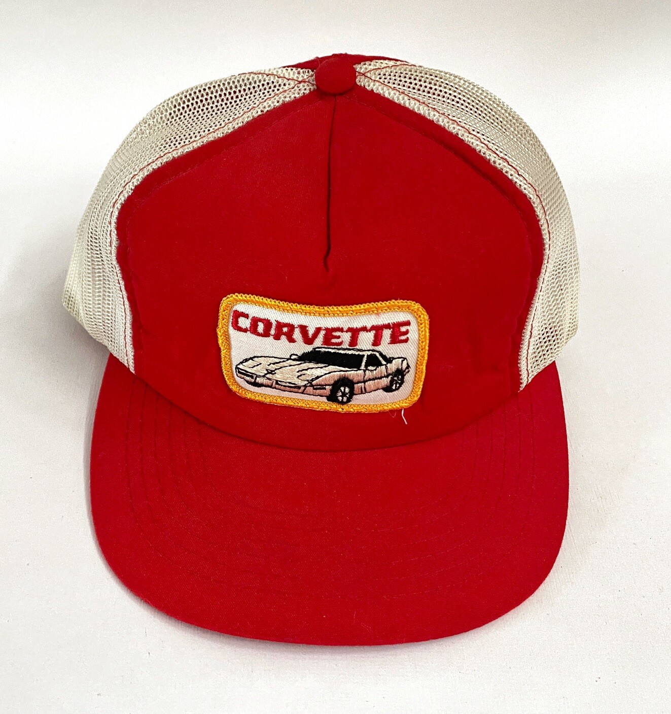 Vintage Red Corvette Patch Mesh Snapback Trucker … - image 1