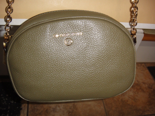 New MICHAEL KORS Jet Set CHARM Pebbled Leather  OLIVE Crossbody Bag $278.00 - Afbeelding 5 van 16