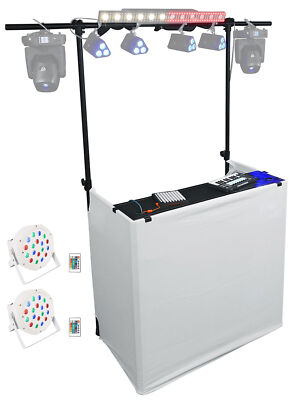 Rockville ROCKBOOTH TRUSS DJ Booth Table Facade w/Truss+(2) Up-Lights