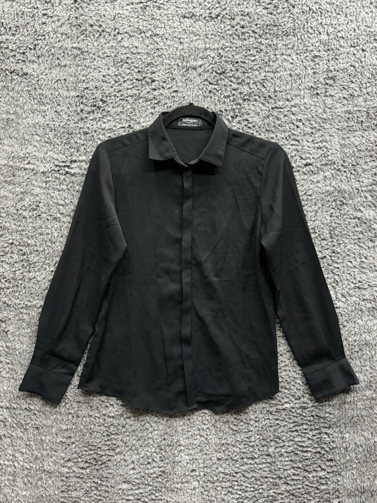 Yves Saint Laurent YSL Camicia nera con bottoni manica lunga donna S M