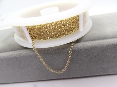 SOLID 14K Yellow Gold 1.5mm Cable Link Chain- By the Foot- Bulk Jewelry Supply