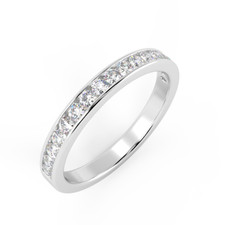 2MM 0.25 Carat Channel Set Round Diamonds Half Eternity Ring In White Gold