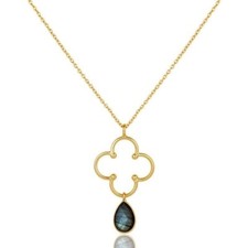 Natural Labradorite 925 Silver Women's Gemstone Necklace Pendant Jewelry