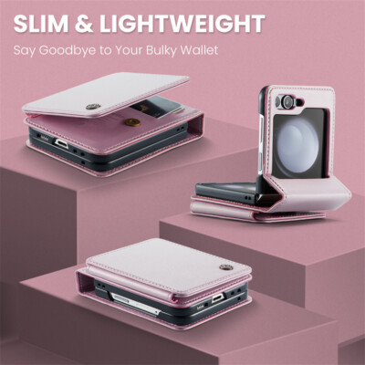 Fashion Leather Magnetic Card Flip Case Cover For Samsung Galaxy Z Flip 5 4 3
