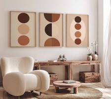 Gallery Wall Art Neutral Earth Tone 3 Set Posters Minimal Modern Abstract Prints