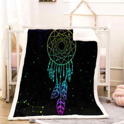 Blue Dark Purple Ghost Progress 3D Warm Plush Fleece Blanket Picnic Sofa Couch