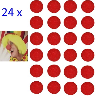 24 Clownsnasen Clown rot Nase Red Nose Day Zirkus Party Fasching Zubehör