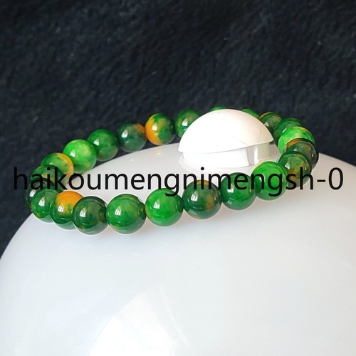 Huge 14mm Natural Green Jade Jadeite Round Gems Beads Elastic Bracelet 7.5 AAA