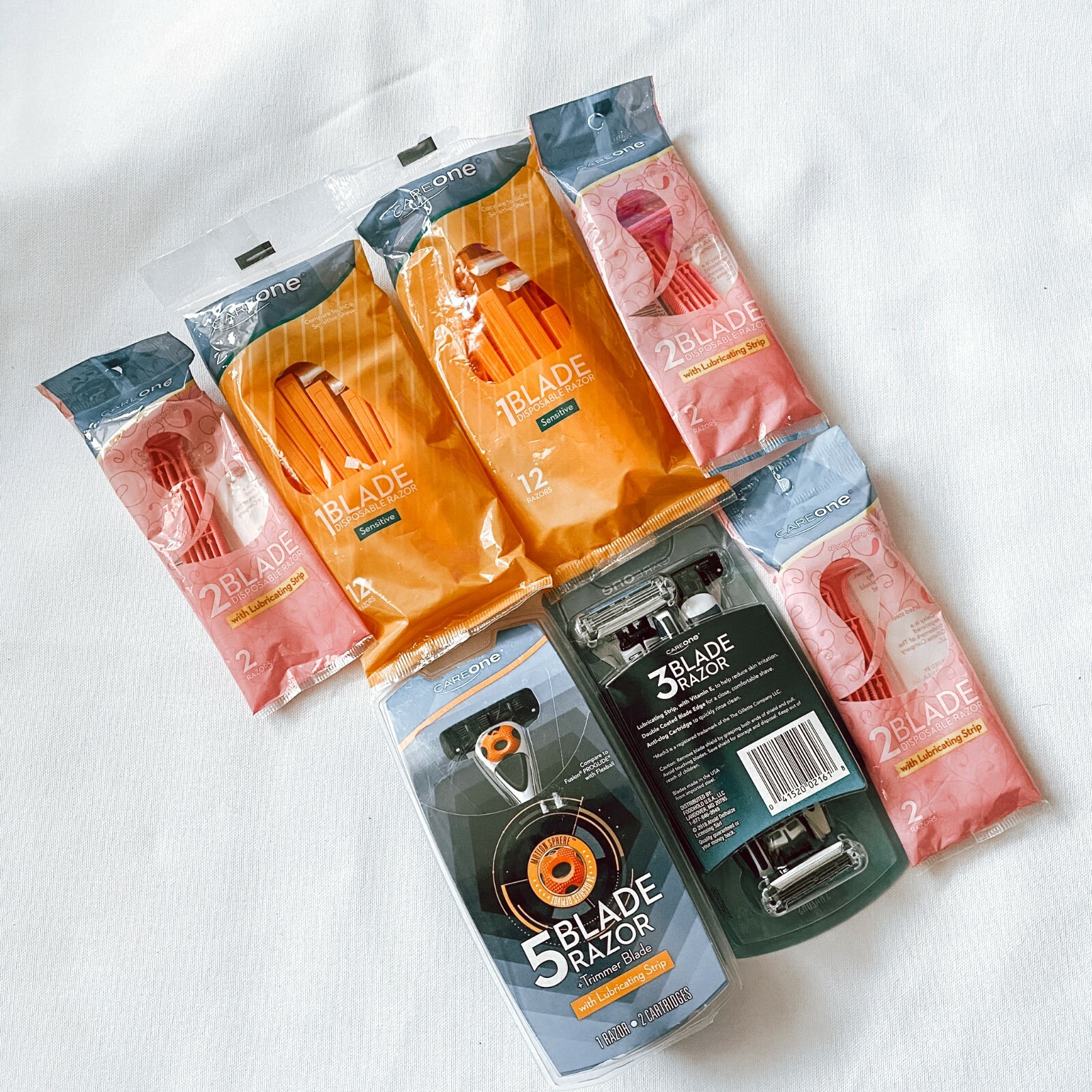 Set of New CareOne 1-Blade 2-Blade 3-Blade 5-Blade Disposable Razors, 7 ...