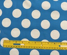 Blue large White Polka Dot Cotton Quilt Fabric By the yard 36x44"