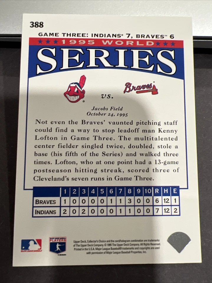 KENNY LOFTON 1996 Upper Deck COLLECTOR'S CHOICE WORLD SERIES GAME 3 #388 - Image 2 of 2