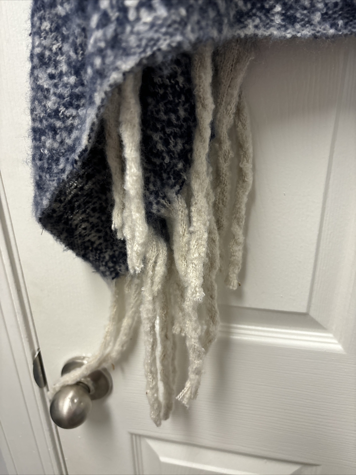 NWT Joan Vass Women's OS Cape Shawl Blue Cream Soft