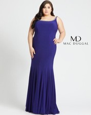 MAC DUGGAL 77524 Purple Rhinestone Beaded Embellished Lace-Up Mermaid Gown 24W