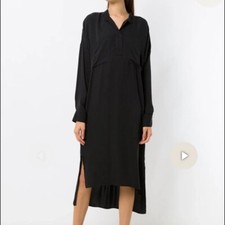UMA Raquel Davidowicz black Mani high low slit Chest Pocket Dress