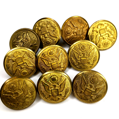 x10 MIXED LOT Vtg Great Seal United States Buttons Brass Military 11/8