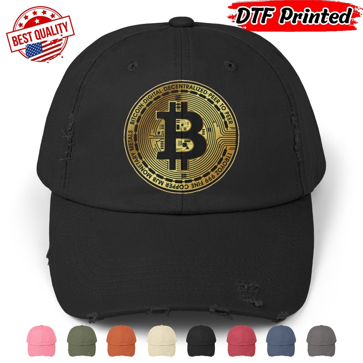 Bitcoin Symbol 💲 Distressed Cap Hat 100% Cotton Crypto Trend Logo Halving  Rich | eBay