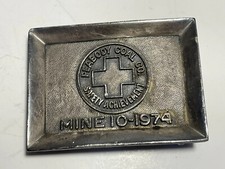 Vintage Coal Miners Belt Buckle original Safety Achievement Peabody Mine 10 1974