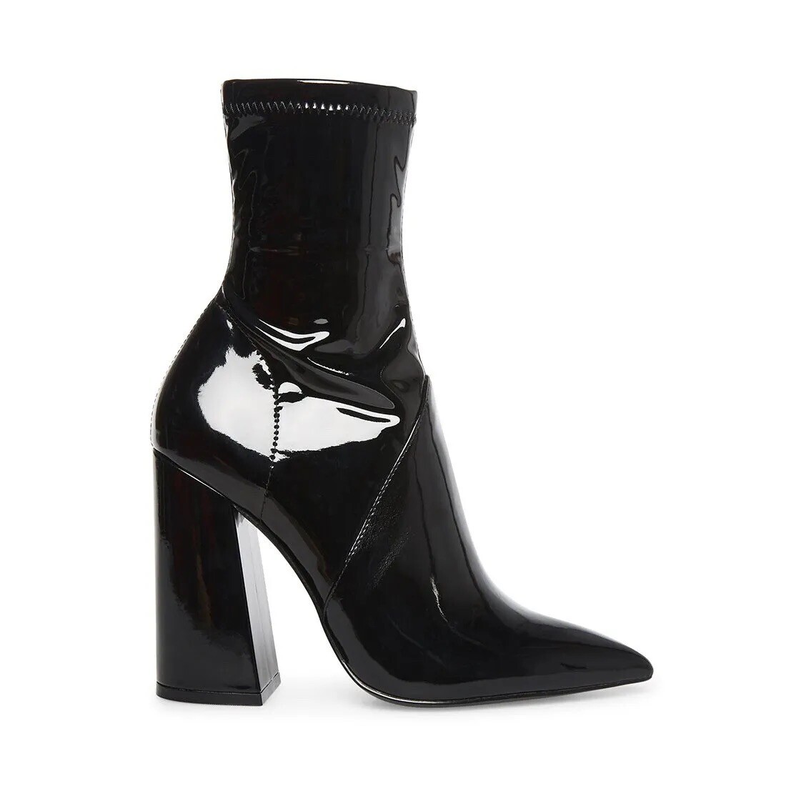 Steve Madden Black Patent Vinyl Pointy Block Heel Ankle  display picture 2