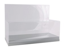 Sammlervitrine / Präsentationsbox mit Holzsockel und Einschub aus Plexiglas