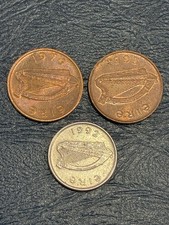 Lot Of 3 Irish Eire Coins - 1976 & 1995 1 Pence And 1992 5 Pence