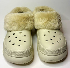 Crocs Furever Crush Faux Fur Lined Platform Clogs Bone M12 W14 208446