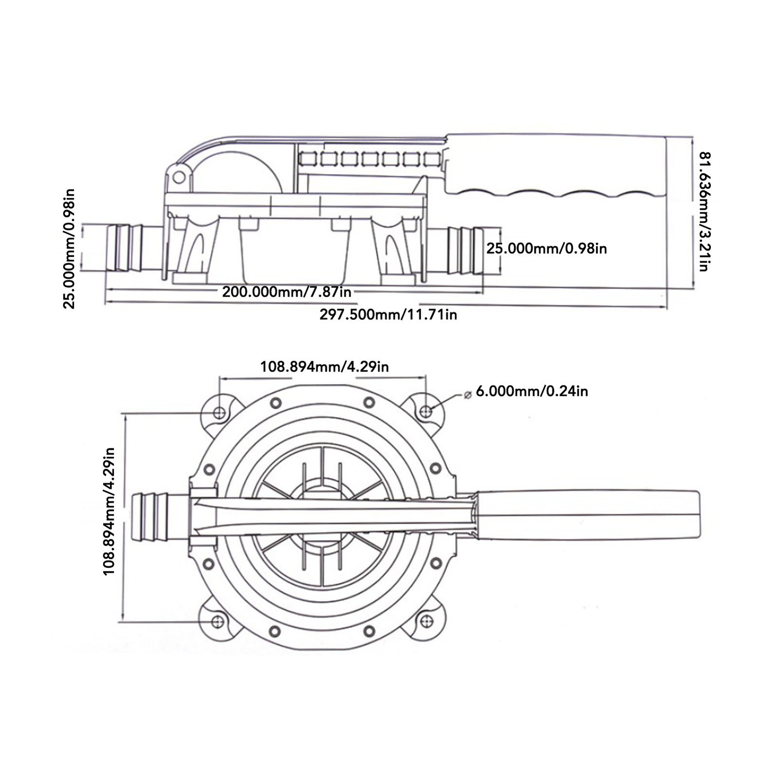 Diaphragm Manual Bilge Pump 720 GPH Self Priming Strong Suction For Yachts