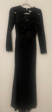 Mac Duggal Black Sequin Bodice Long Sleeve Gown | Formal Evening Dress | NWT
