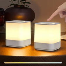 2 Pack Rechargeable Night Light Lamp 3 Modes Touch Dimmable LED White A