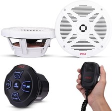 Pyle 6.5" Marine Bluetooth Receiver Speaker Kit - Waterproof White 