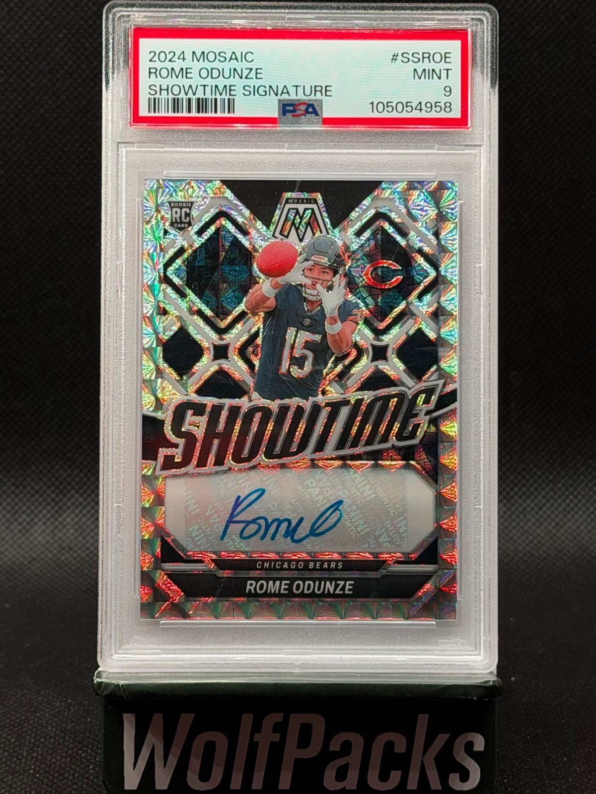2024 Panini Mosaic - Showtime Signatures Rome Odunze #SS-ROE (RC) Mint PSA 9
