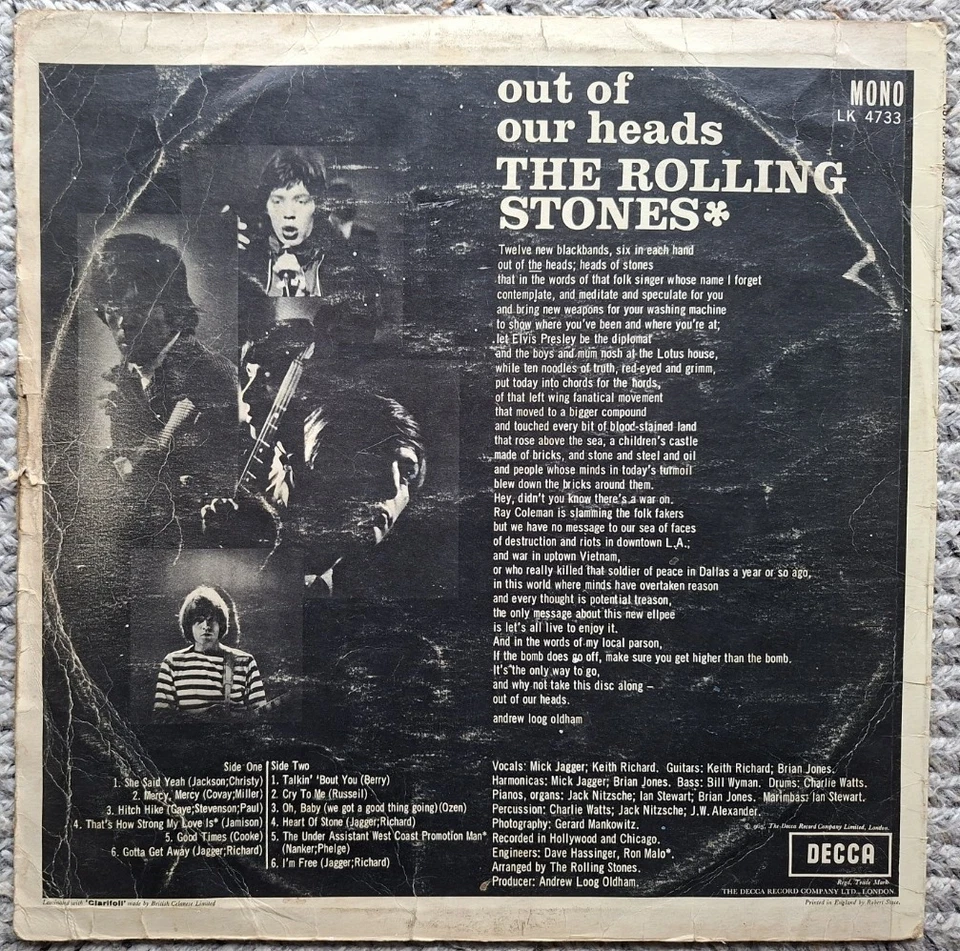 The Rolling Stones "Out Of Our Heads" First Mono Press VG-Gd Keith Richards - Image 4 of 4