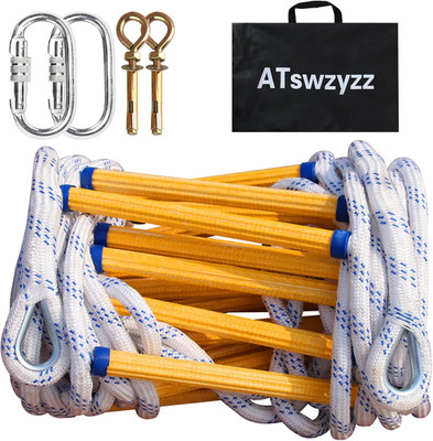 Emergency Fire Escape Ladder,Flame Resistant Safety Rope Ladder with Hooks10Ft/1