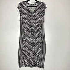 T by Talbots Chevron Stretch V-Neck Side Pocket Dress Women's Size Medium