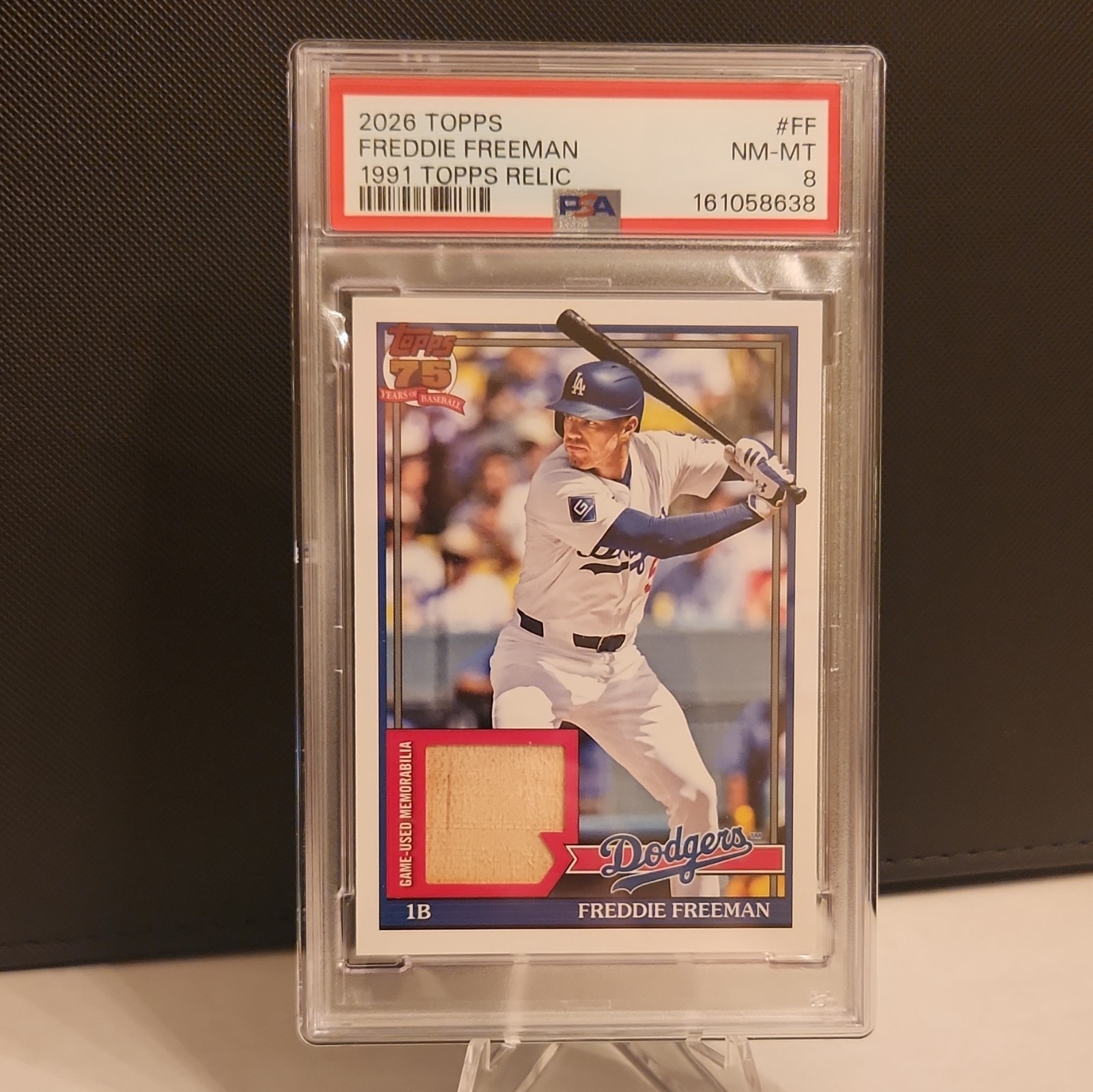 2026 Topps Series 1 Freddie Freeman Dodgers Relic #91R-FF PSA 8/ Pop (2)